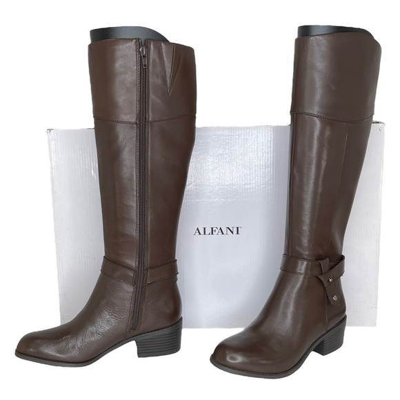Alfani Berniee Brown Leather Knee High Womens Boots Size 5M - Picture 10 of 11